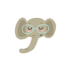 cute elephant face with glasses