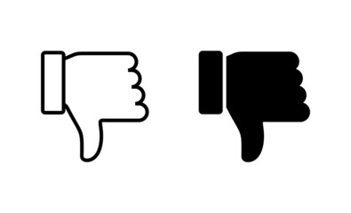 Dislike icons set. dislike sign and symbol. Hand with thumb down