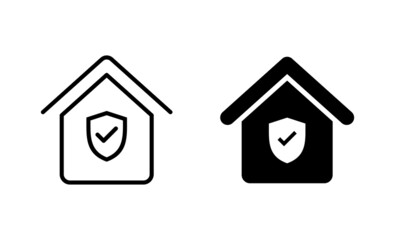 home insurance icons set. home protection sign and symbol