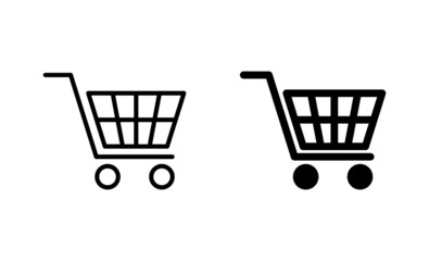 Shopping icons set. Shopping cart sign and symbol. Trolley icon