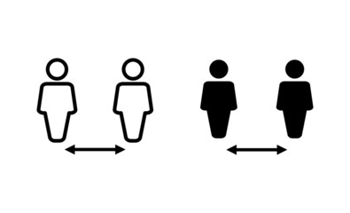 Social distance icons set. social distancing sign and symbol. self quarantine sign