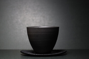 黒い湯飲み茶碗（素材,グラフィック,テクスチャ）