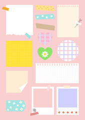 Colorful memo pad vector illustration.