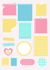 Colorful memo pad vector illustration.