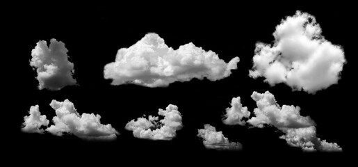 segmented white clouds on a black background