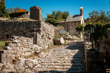 Fototapeta na wymiar Stone Stairs of the Ruined Old Town in the Mountains