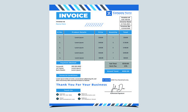 Invoice Design Template with Creative Designs