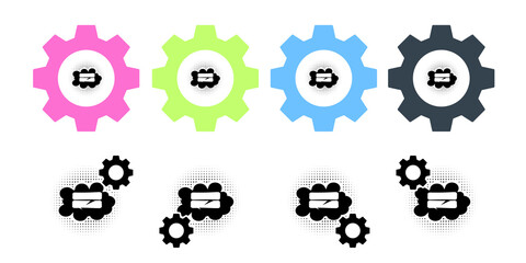 Pop art, speech bubble vector icon in gear set illustration for ui and ux, website or mobile application