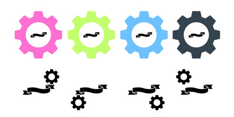 Ribbon vector icon in gear set illustration for ui and ux, website or mobile application