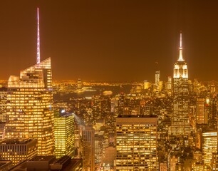 Obraz premium View of New York Manhattan during sunset hours