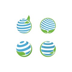 eco globe logo vector icon simple illustration
