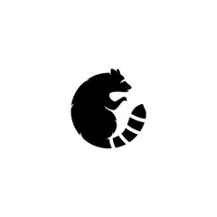 Cute Black raccoon logo vector icon illustration © indra23_anu