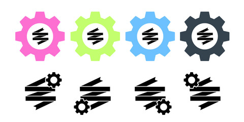 Ribbon vector icon in gear set illustration for ui and ux, website or mobile application