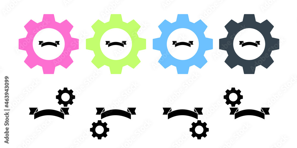 Poster ribbon vector icon in gear set illustration for ui and ux, website or mobile application