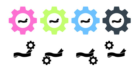 Ribbon vector icon in gear set illustration for ui and ux, website or mobile application