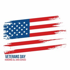 Vector Illustration of American veterans day America's National Flag with grunge and text veterans day honoring all who served perfect for presentation and card background
