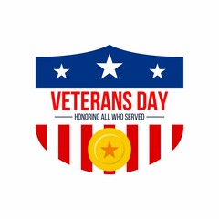 Vector Illustration of veterans day badge with 3 stars and gold medal. perfect for emblem and logo
