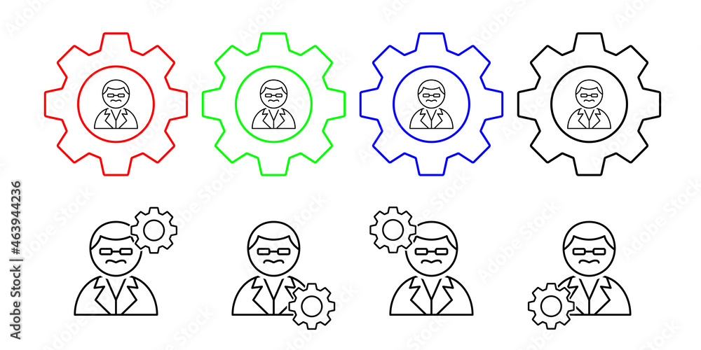 Poster scientist vector icon in gear set illustration for ui and ux, website or mobile application