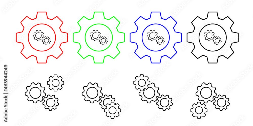 Poster gears vector icon in gear set illustration for ui and ux, website or mobile application
