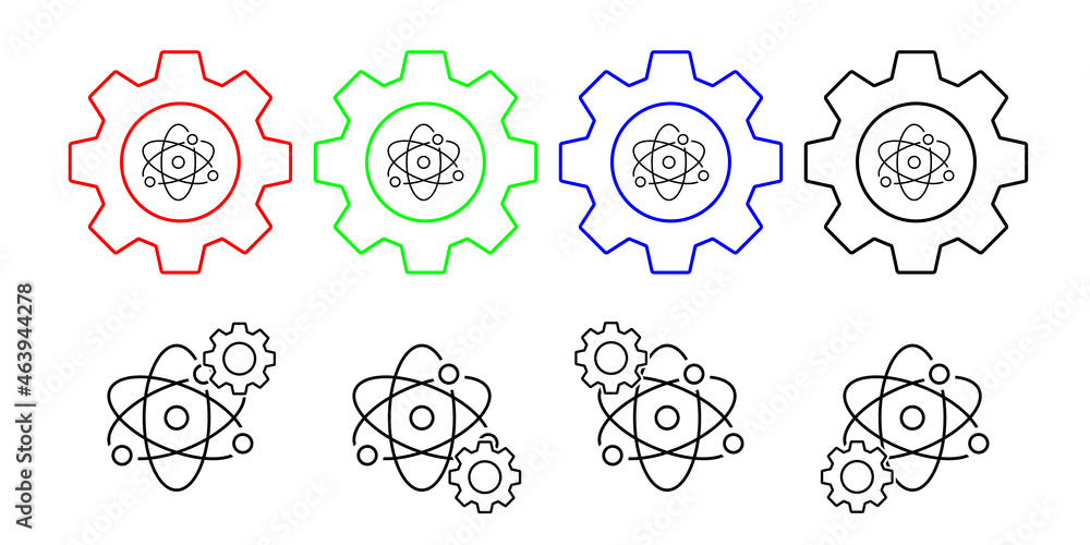 Poster atom vector icon in gear set illustration for ui and ux, website or mobile application