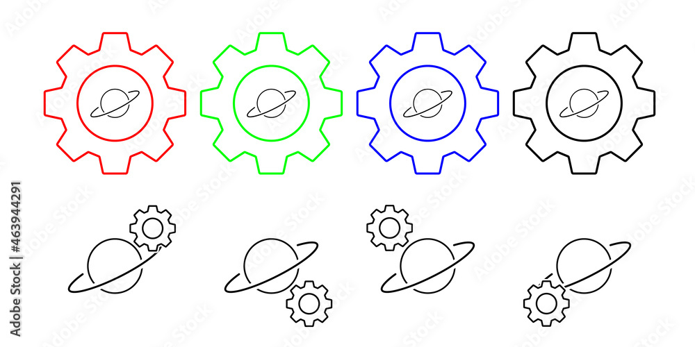 Poster saturn vector icon in gear set illustration for ui and ux, website or mobile application