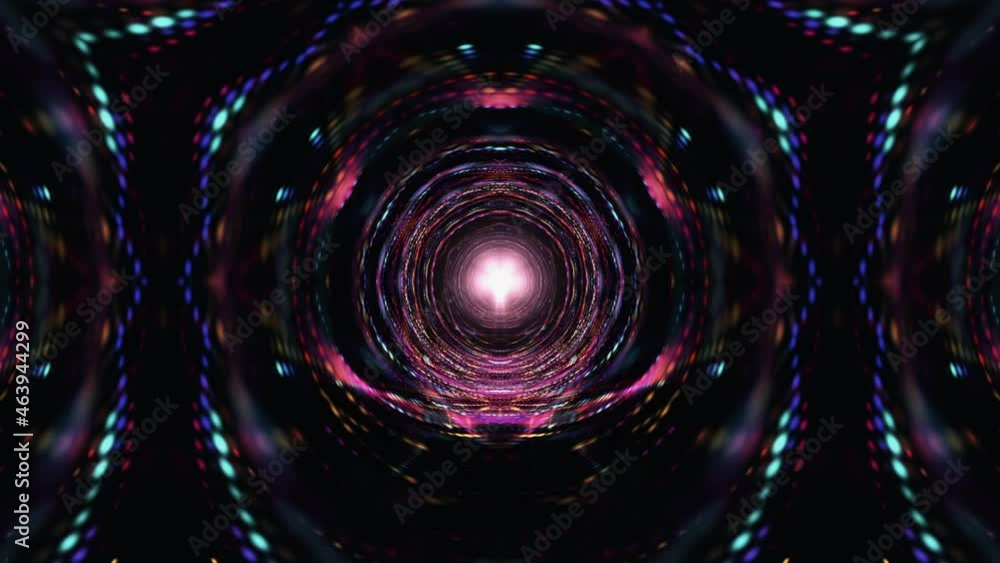 Poster 4k 3d rendering abstract loop hyper kaleidoscop complex colorful mesh mandala loop rotating backgrou