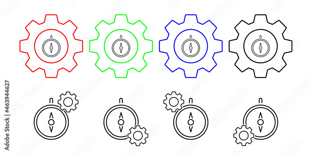 Poster compass vector icon in gear set illustration for ui and ux, website or mobile application