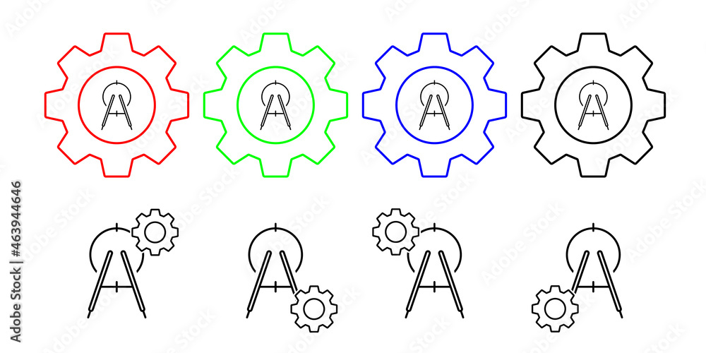 Poster compass vector icon in gear set illustration for ui and ux, website or mobile application