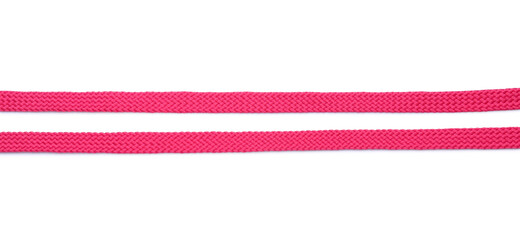 Pink shoe laces isolated on white background