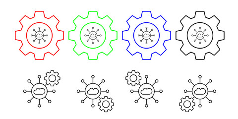 Network, seo vector icon in gear set illustration for ui and ux, website or mobile application