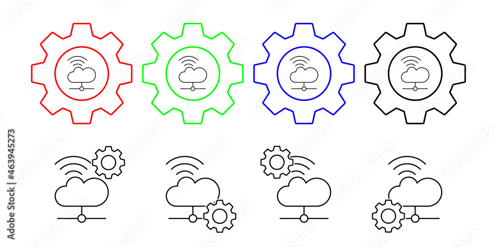 Poster cloud computing, wifi, seo vector icon in gear set illustration for ui and ux, website or mobile app