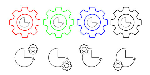 Clock, arrow, seo vector icon in gear set illustration for ui and ux, website or mobile application