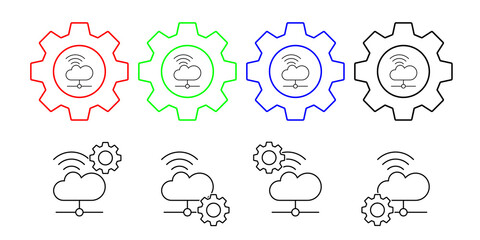 Cloud computing, wifi, seo vector icon in gear set illustration for ui and ux, website or mobile application