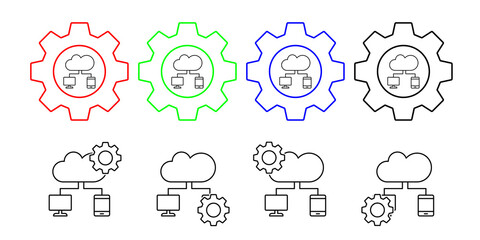 Network, computer, seo vector icon in gear set illustration for ui and ux, website or mobile application
