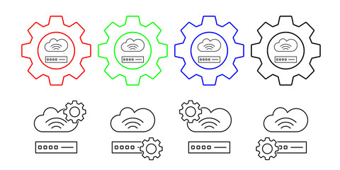 Cloud computing, wifi, seo vector icon in gear set illustration for ui and ux, website or mobile application