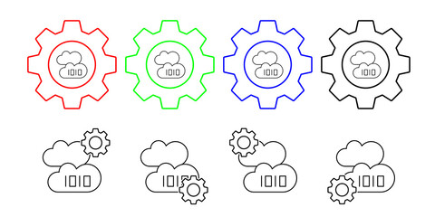 Cloud computing, 1010 vector icon in gear set illustration for ui and ux, website or mobile application
