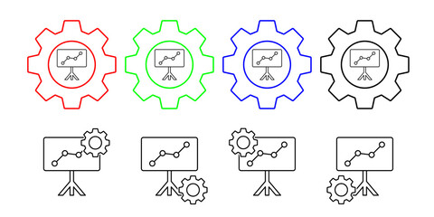 Analytics, chart, seo vector icon in gear set illustration for ui and ux, website or mobile application