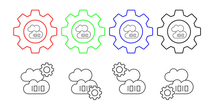 Cloud computing, 1010 vector icon in gear set illustration for ui and ux, website or mobile application
