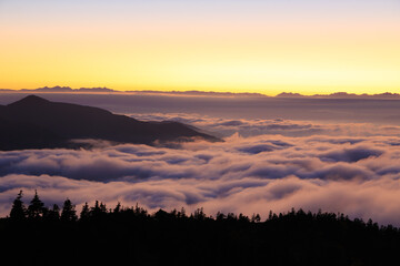 sunset over the mountains