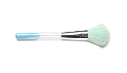 Beautiful makeup brush on white background