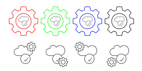 Cloud computing, approve, seo vector icon in gear set illustration for ui and ux, website or mobile application