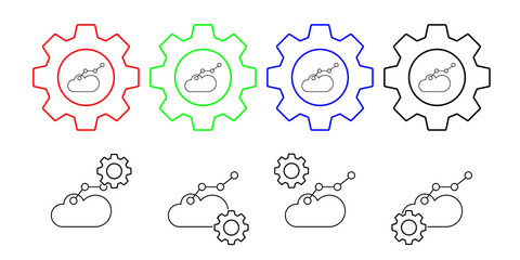 Cloud computing, chart vector icon in gear set illustration for ui and ux, website or mobile application