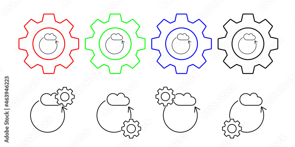 Poster cloud computing, arrow, seo vector icon in gear set illustration for ui and ux, website or mobile ap