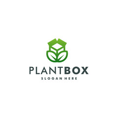 Plant box logo design nature icon vector logotype
