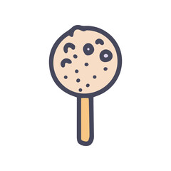 cookie on a stick color vector doodle simple icon