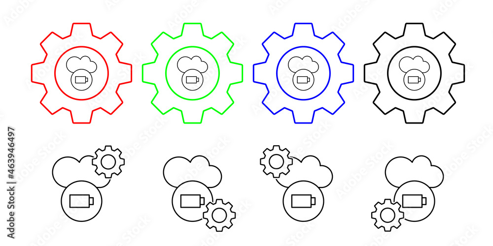 Poster cloud video camera vector icon in gear set illustration for ui and ux, website or mobile application
