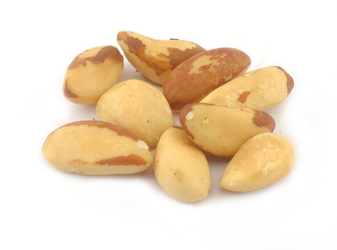 Brazil nuts on white background
