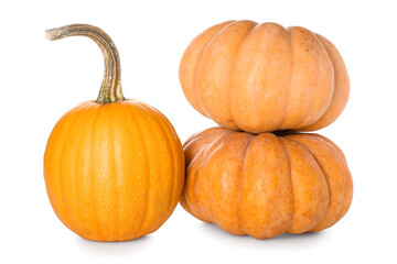 Whole fresh pumpkins isolated on white background