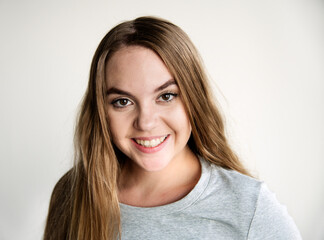 Fototapeta premium Portrait of caucasian woman smiling