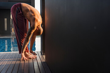 Obraz na płótnie Canvas Man Yoga Practice Pose Training Concept